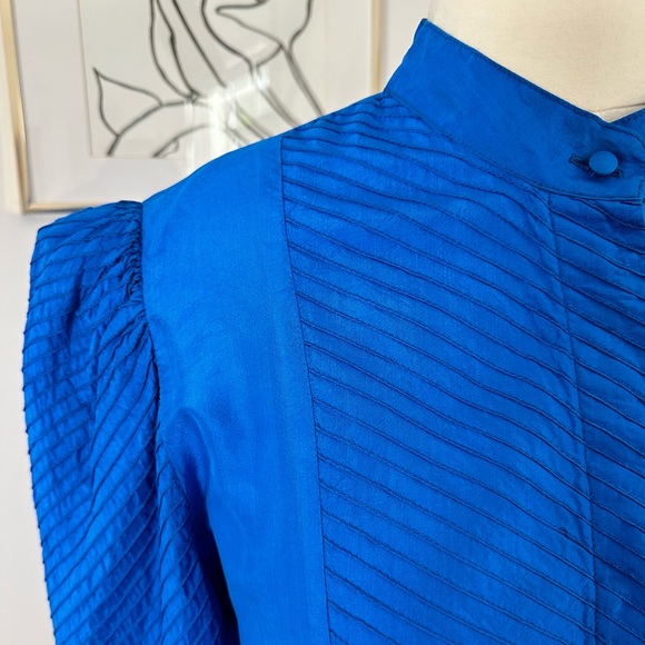 Blue Silk Vintage Blouse - Picture 2 of 4